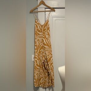H&M Mustard and White Cropped Jumpsuit